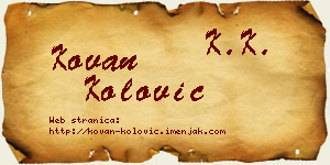 Kovan Kolović vizit kartica